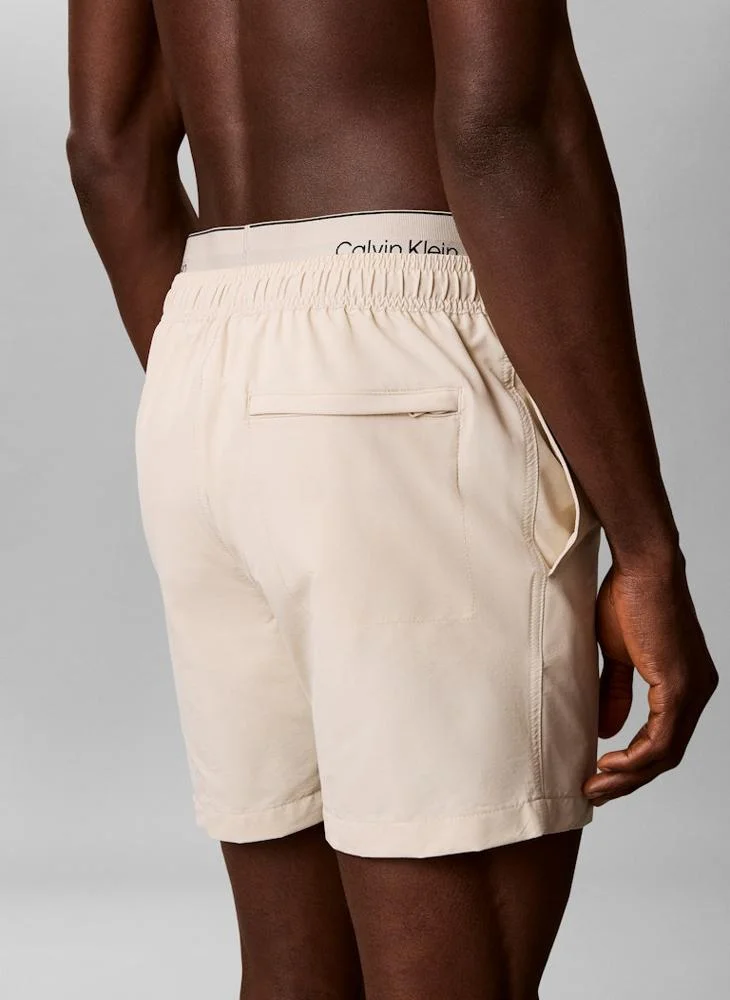 كالفن كلاين Double Logo Waistband Swim Shorts